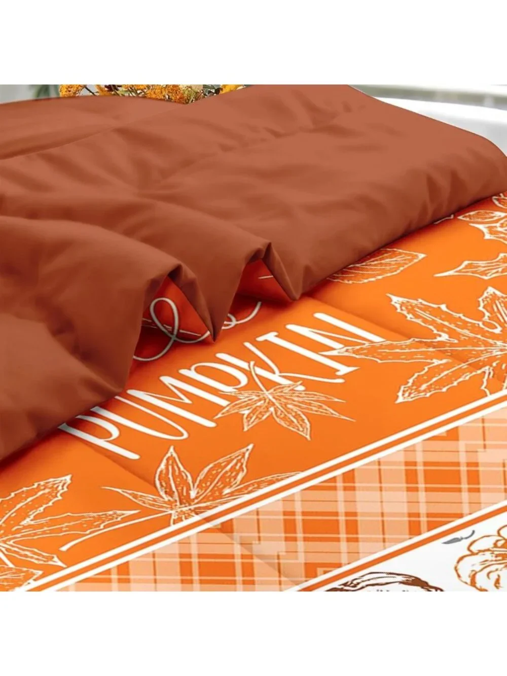 Cozy King Fall Comforter Set with Sheets - 7 Piece Orange Bedding Ensemble